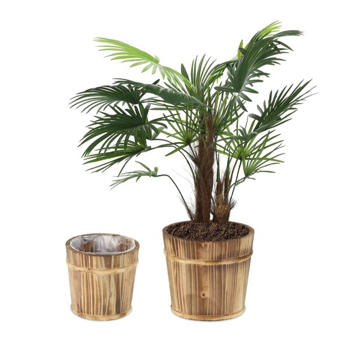 Pot fleur bois seau à - de,