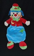 Peluche doudou clown CMP range pyjama rouge bleu lune étoile vert 47 cm TTBE