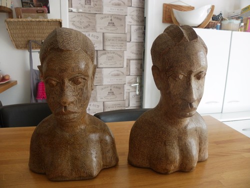 Statues africaines bustes en - 2,