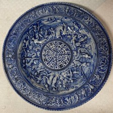 Grand plat décoratif ancien en grès d'Alsace parfait état