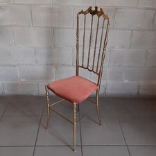 Chaise Chiavari Laiton Poli Tissu Rembourré Rouge Collection Vintage Ans ‘50