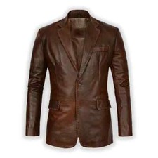 Nouveau Blazer En Cuir Marron