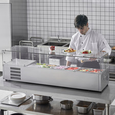 Saladette Réfrigérée À Poser Vitrine Réfrigérée 155 W 8 Bacs Pour Pizzeria