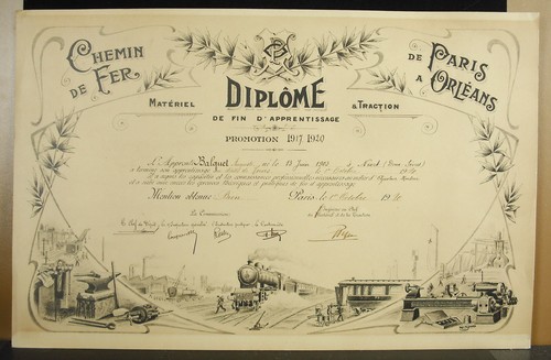 Diplôme chemin fer - chemin, paris