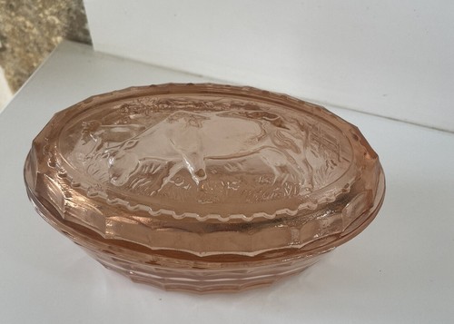Ancien beurrier ovale verre - en,