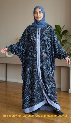 Navy blue dotted abaya maxi - navy,