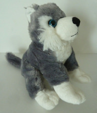 86. DOUDOU PELUCHE DANI CHIEN HUSKY gris blanc noir yeux bleu ETAT NEUF*