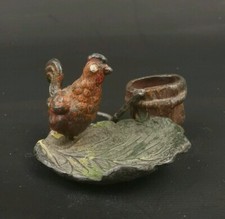 Plomb De Vienne Nuremberg polychrome Animalier Poule XIXeme siècle 