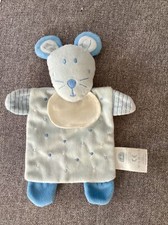 0/ Doudou Bavoir à broder Souris Plat  Bleu DMC Pois