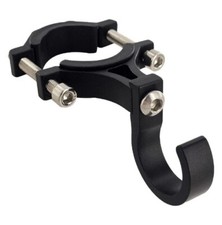 crochet porte sac trottinette en alu noir mat fixation par collier  20-40 mm