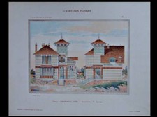 AUVERS SUR OISE, CHAPONVAL, VILLA - 1907 - GRANDE PLANCHE COULEUR - GANTOIS
