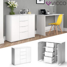  Buffet vaisselier meuble TV Vaisselier TV highboard Leon blanc Vicco 