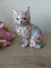 Global Studios Figurine de chat en céramique à découpage floral, Quimper France