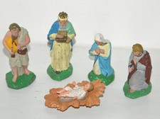 Lot de 5 anciennes figurines SANTONS CRECHE NOËL en plastique vintage