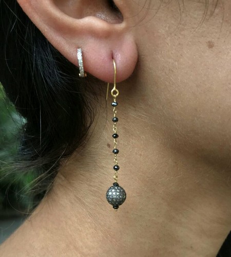 Diamant pavé perle boucles - diamant,
