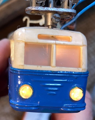 Trolley bus bleu crème - trolley,