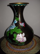 CLOISONNE VASE BRONZE EMAUX CHINE CHINOIS ASIATIQUE JAPONAIS EXTREME ORIENT ASIE