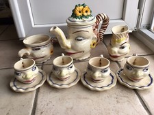 Gottlob Ancien Service À Thé Faïence Anthropomorphe De Mougins Signée