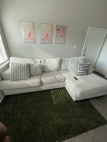 White shaped sectional - l-shaped,