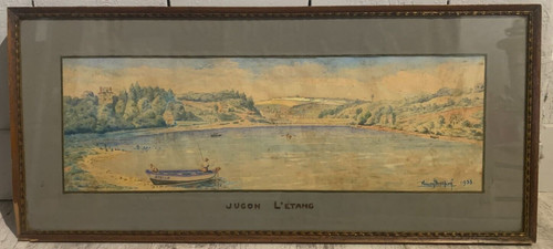 Aquarelle paysage breton jugon - aquarelle,
