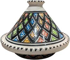 Tajine Tunisien en Céramique 22 cm  Fait Main, Cuisson Feu ou Four – Multicolore