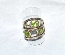 Bague vintage en Argent 925 et pierre verte olivine péridot T58