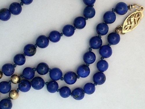Fine lapis necklace with gold - necklace,