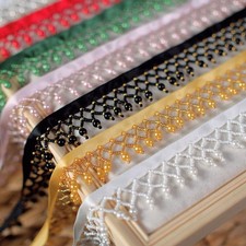 Élégant Ballants Ivoire Gland Perle Bordure Perlé Garniture Frange Costume Ruban