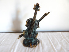 ANCIENNE SCULPTURE en BRONZE Représentant une CONTREBASSE