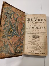 Livre ancien Molière de 1682. Les oeuvres posthumes de M. de Molière Tome VIII