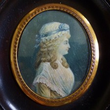 BELLE PEINTURE MINIATURE XVIIIème / XIXème PORTRAIT MARIE ANTOINETTE D'AUTRICHE