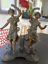 DOUBLE STATUETTE ART NOUVEAU DANSEUSES RÉGULE PATINÉ BRONZE VERS 1900