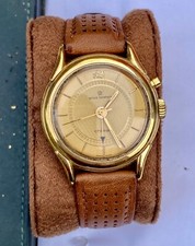 montre réveil  mécanique vintage REVUE THOMMEN cricket  bracelet cuir marron