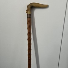 Canne ancienne en néflier et poignée en Corne 