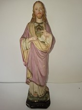 statue plâtre Polychrome Sacré-Cœur de Jésus Christ