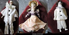 Poupées porcelaine Vintage (pierrot,colombine et fillette) années 70/80 TBE