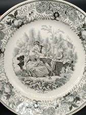 Assiette Ancienne MONTEREAU Louis LEBEUF "pastorale" XIXe