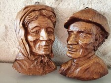 Sculptures sur bois couple de - sculptures,