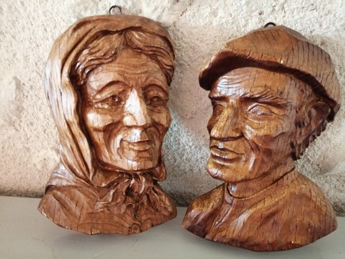 Sculptures sur bois couple - couple, de