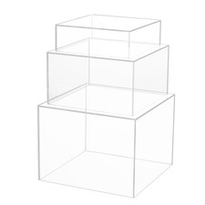 Cube Plexi Transparent Lot de 3 - Présentoir Acrylique Emboîtable avec Fond V...