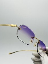 Lunettes Cartier Panthère Doré Mat Et Verre Dégradé Violet Diamond Cut.