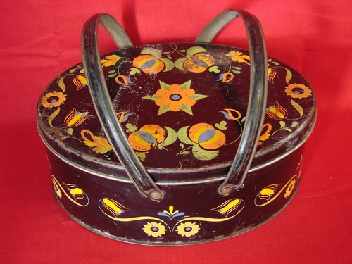Ancienne boite tole ovale - tole, en