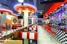 HW-70DB Banc Américain Diner Bancs Diner Meubles Années 50 Style USA Gastronomie