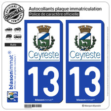 2 Stickers autocollant plaque immatriculation : 13 Ceyreste - Commune