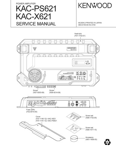 Service manuel instructions - manuel, d'instructions