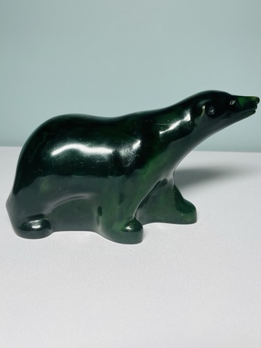 Carved dark green nephrite - carved,