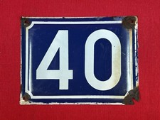 Ancien numéro de rue, Maison plaque émaillée, Bleu Nuit N°40 en l'état