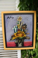 Huile Sur Toile " Bouquet De Fleurs " Tournesols De Franz Priking