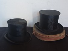 Chapeau Claque ancien avec sa boite / Chapeau Haut de forme 