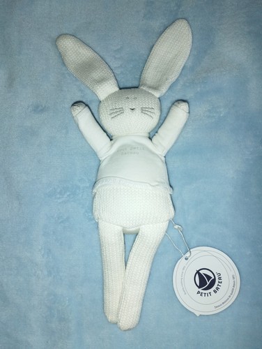 Doudou lapin blanc tricot - doudou,